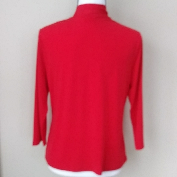 George Stretch V Neck Tie Blouse L Red - Picture 6 of 8